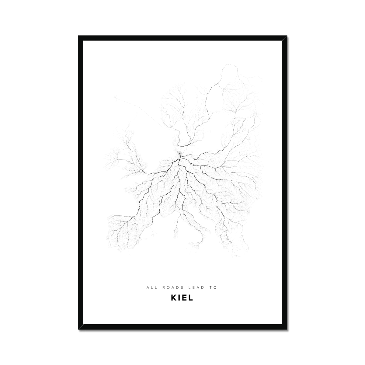 All roads lead to Kiel (Germany) Fine Art Map Print