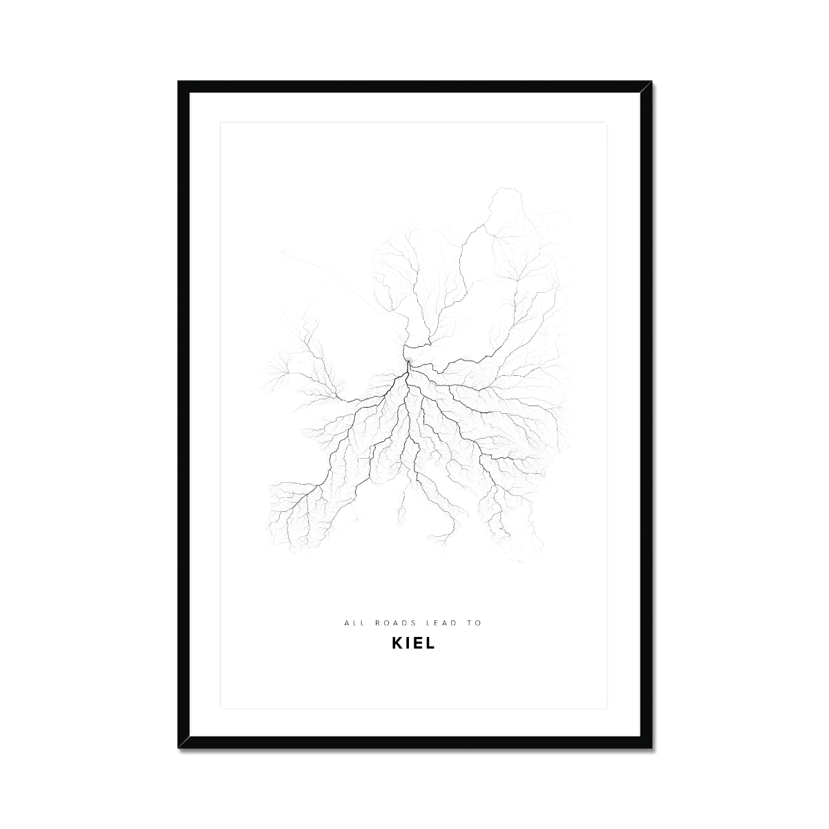 All roads lead to Kiel (Germany) Fine Art Map Print