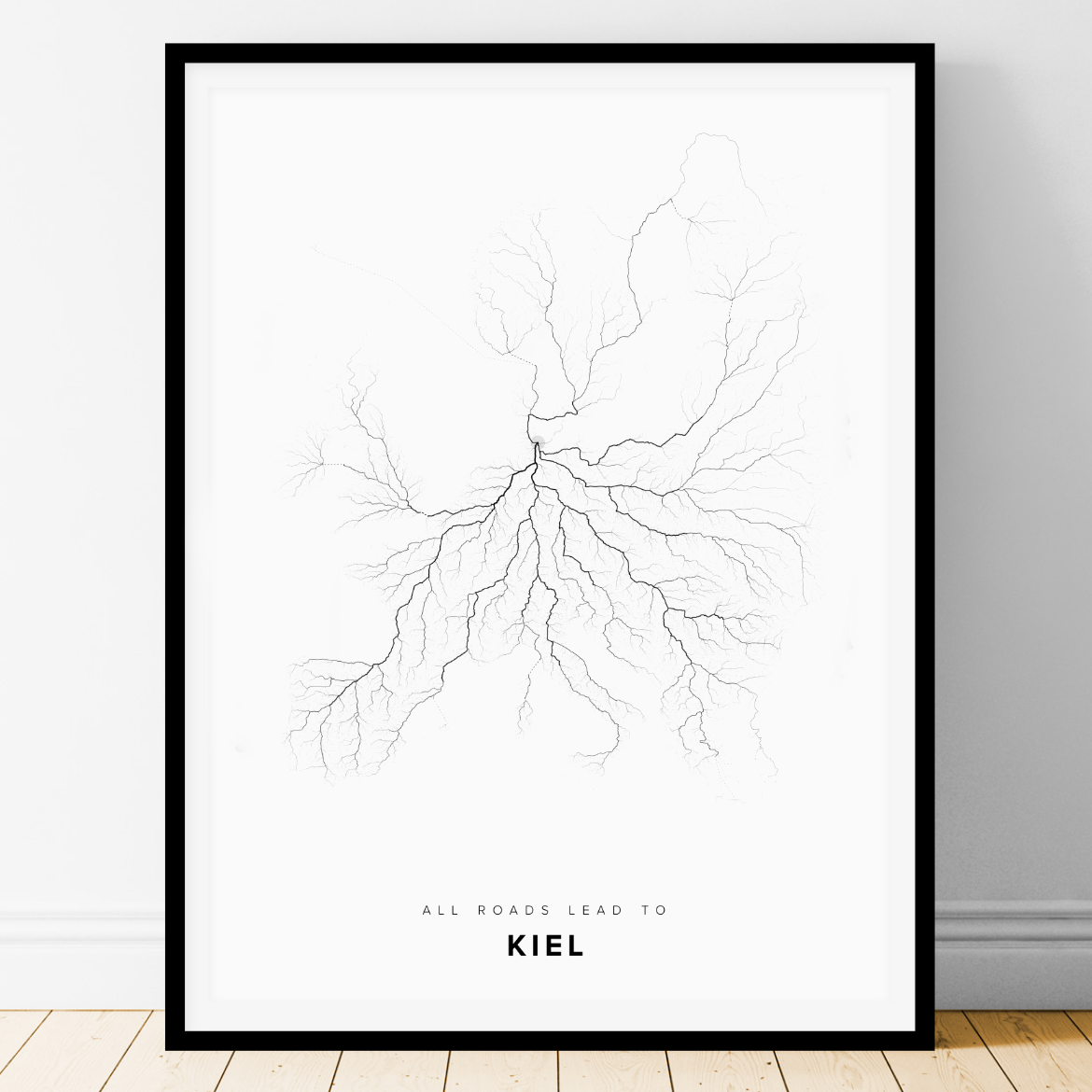 All roads lead to Kiel (Germany) Fine Art Map Print