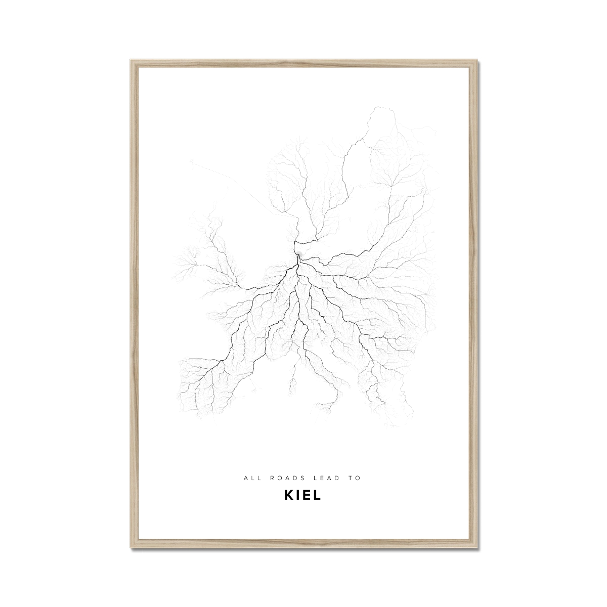 All roads lead to Kiel (Germany) Fine Art Map Print