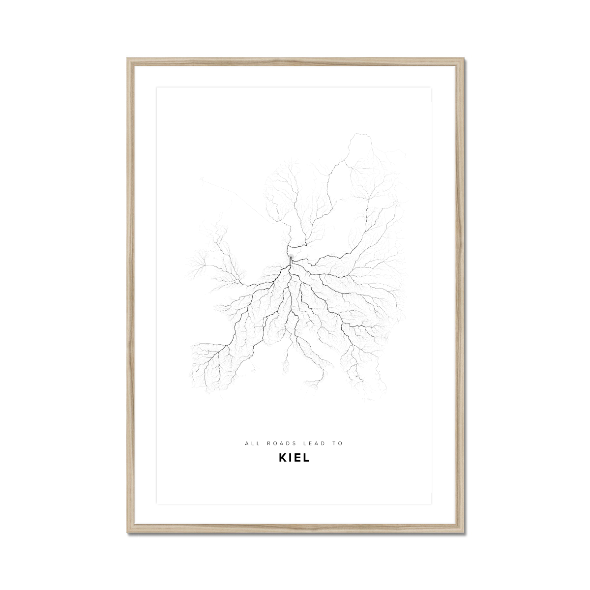 All roads lead to Kiel (Germany) Fine Art Map Print