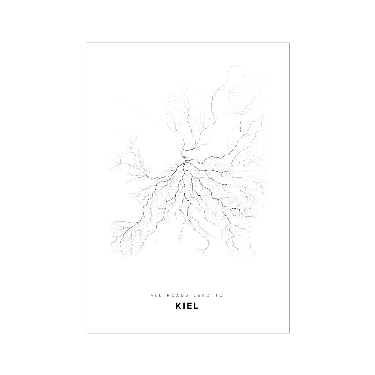 All roads lead to Kiel (Germany) Fine Art Map Print