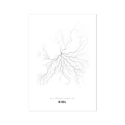 All roads lead to Kiel (Germany) Fine Art Map Print