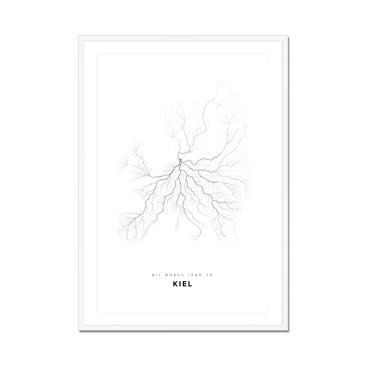All roads lead to Kiel (Germany) Fine Art Map Print