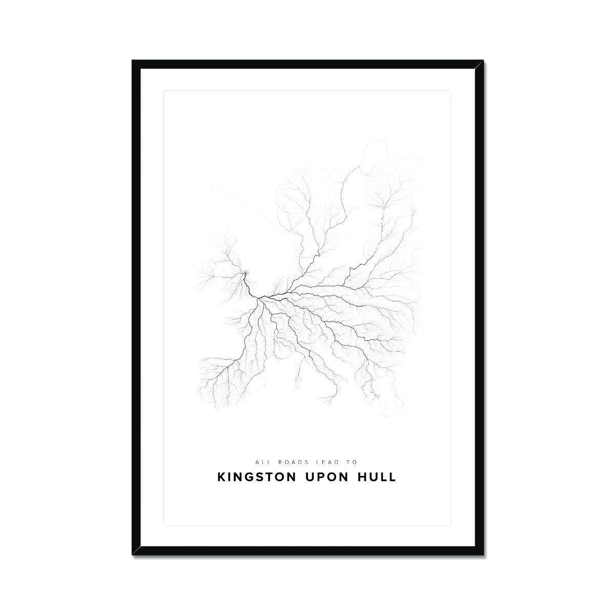 All roads lead to Kingston upon Hull (United Kingdom of Great Britain and Northern Ireland) Fine Art Map Print