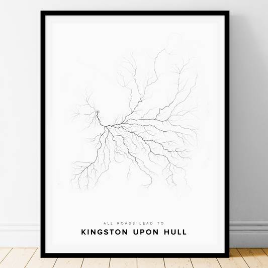 All roads lead to Kingston upon Hull (United Kingdom of Great Britain and Northern Ireland) Fine Art Map Print