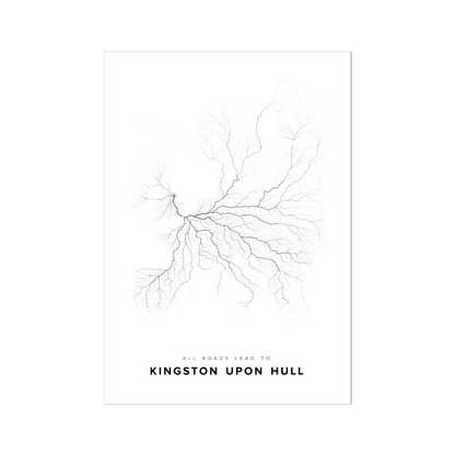 All roads lead to Kingston upon Hull (United Kingdom of Great Britain and Northern Ireland) Fine Art Map Print