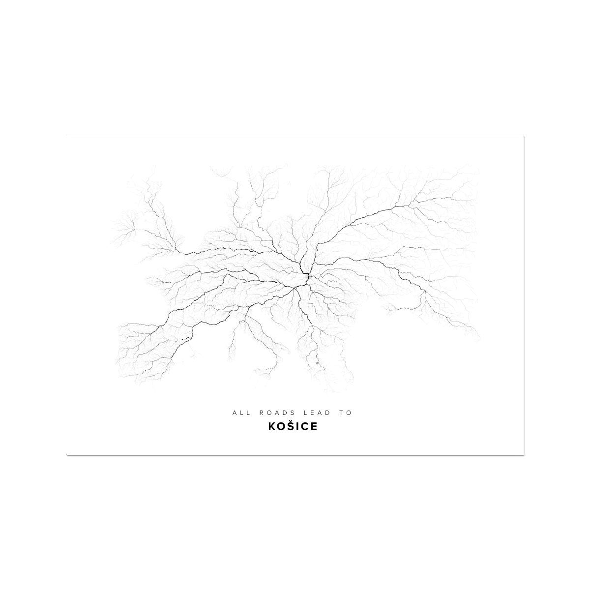 All roads lead to Košice (Slovakia) Fine Art Map Print