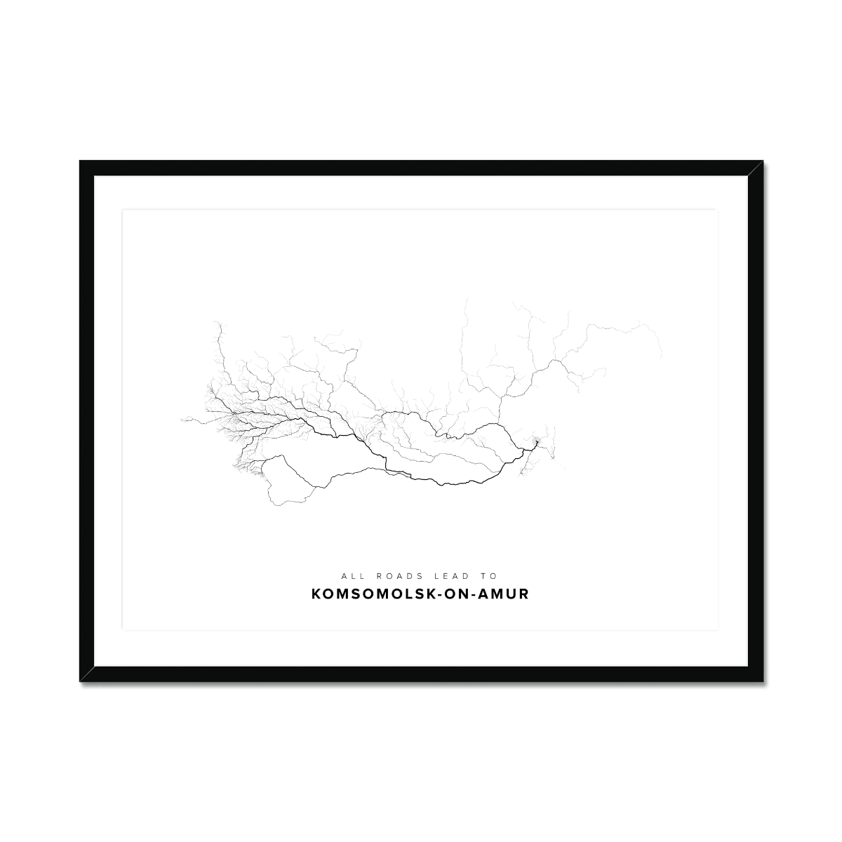 All roads lead to Komsomolsk-on-Amur (Russian Federation) Fine Art Map Print