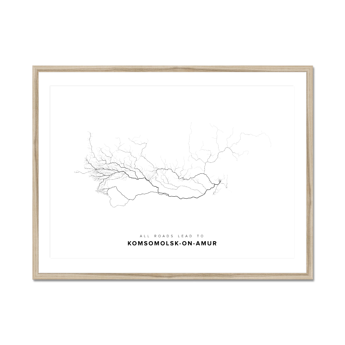 All roads lead to Komsomolsk-on-Amur (Russian Federation) Fine Art Map Print
