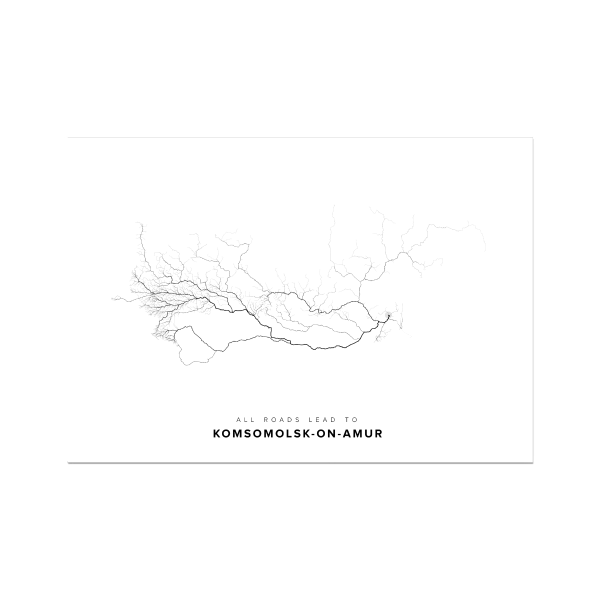 All roads lead to Komsomolsk-on-Amur (Russian Federation) Fine Art Map Print