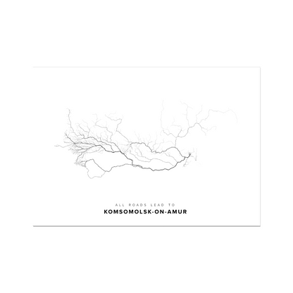 All roads lead to Komsomolsk-on-Amur (Russian Federation) Fine Art Map Print