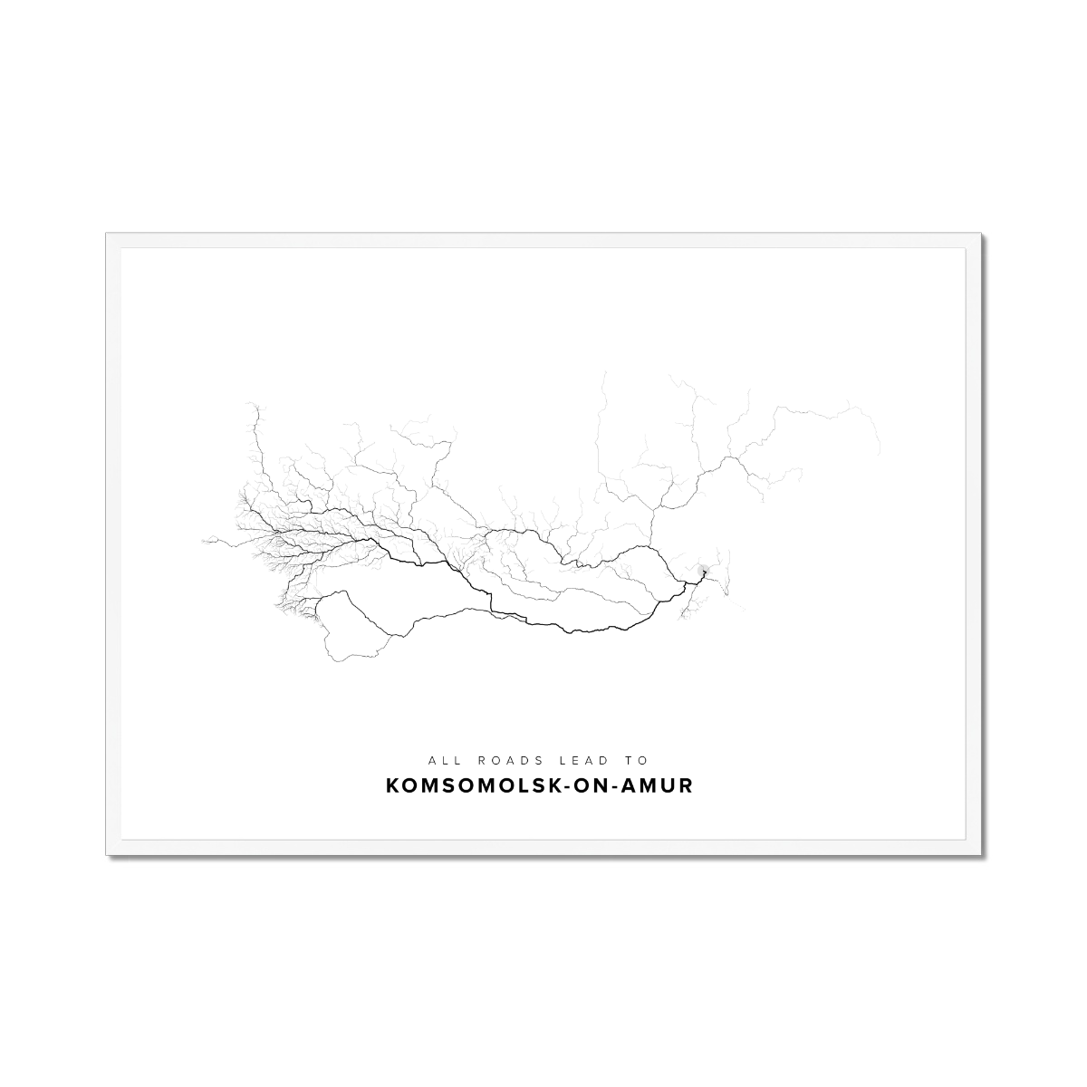 All roads lead to Komsomolsk-on-Amur (Russian Federation) Fine Art Map Print