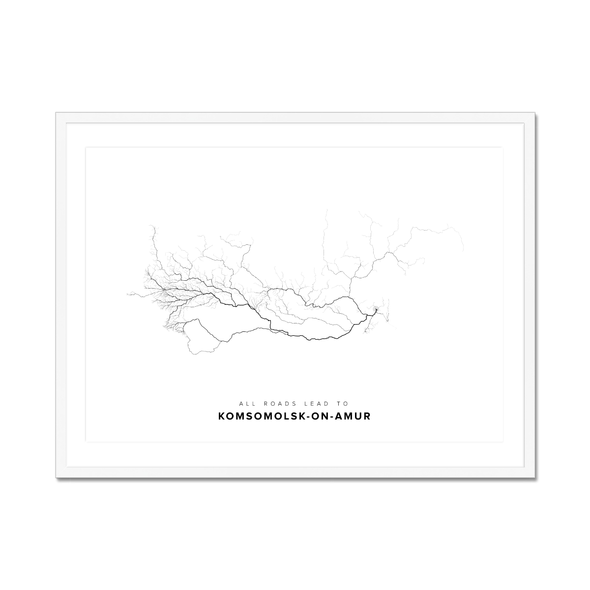 All roads lead to Komsomolsk-on-Amur (Russian Federation) Fine Art Map Print