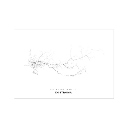 All roads lead to Kostroma (Russian Federation) Fine Art Map Print
