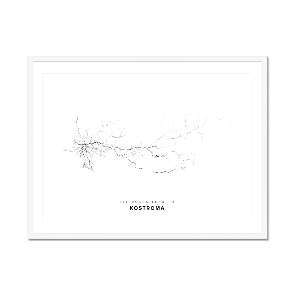 All roads lead to Kostroma (Russian Federation) Fine Art Map Print