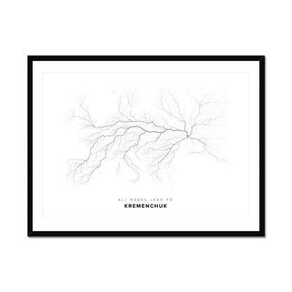 All roads lead to Kremenchuk (Ukraine) Fine Art Map Print