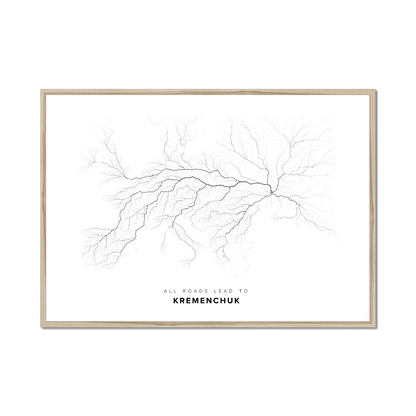 All roads lead to Kremenchuk (Ukraine) Fine Art Map Print