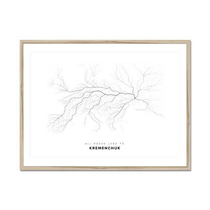All roads lead to Kremenchuk (Ukraine) Fine Art Map Print