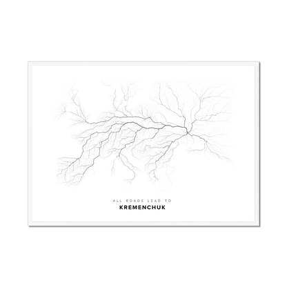 All roads lead to Kremenchuk (Ukraine) Fine Art Map Print