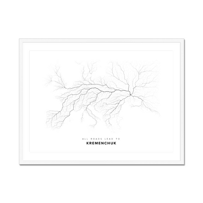 All roads lead to Kremenchuk (Ukraine) Fine Art Map Print