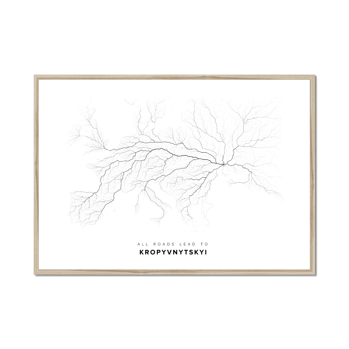 All roads lead to Kropyvnytskyi (Ukraine) Fine Art Map Print