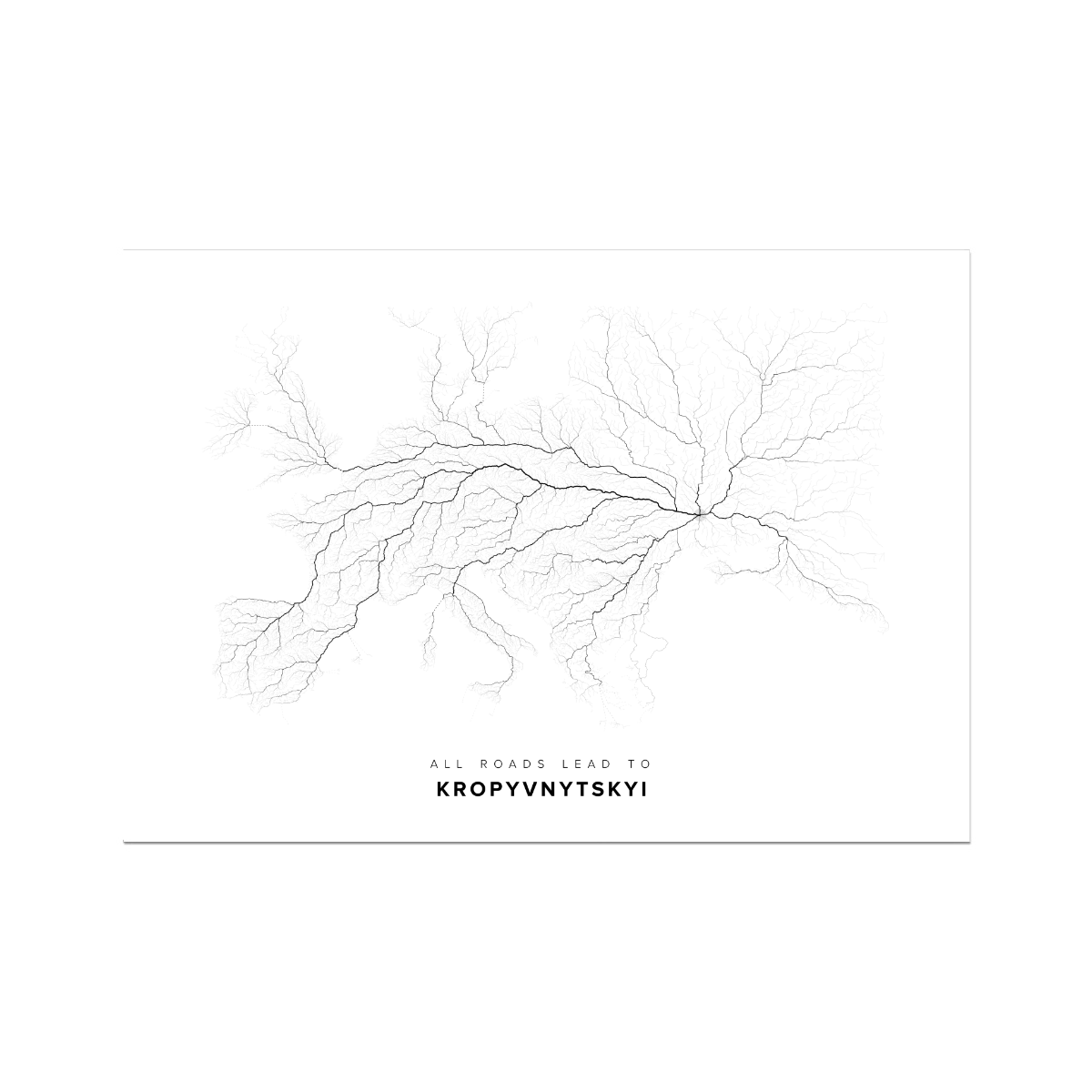 All roads lead to Kropyvnytskyi (Ukraine) Fine Art Map Print