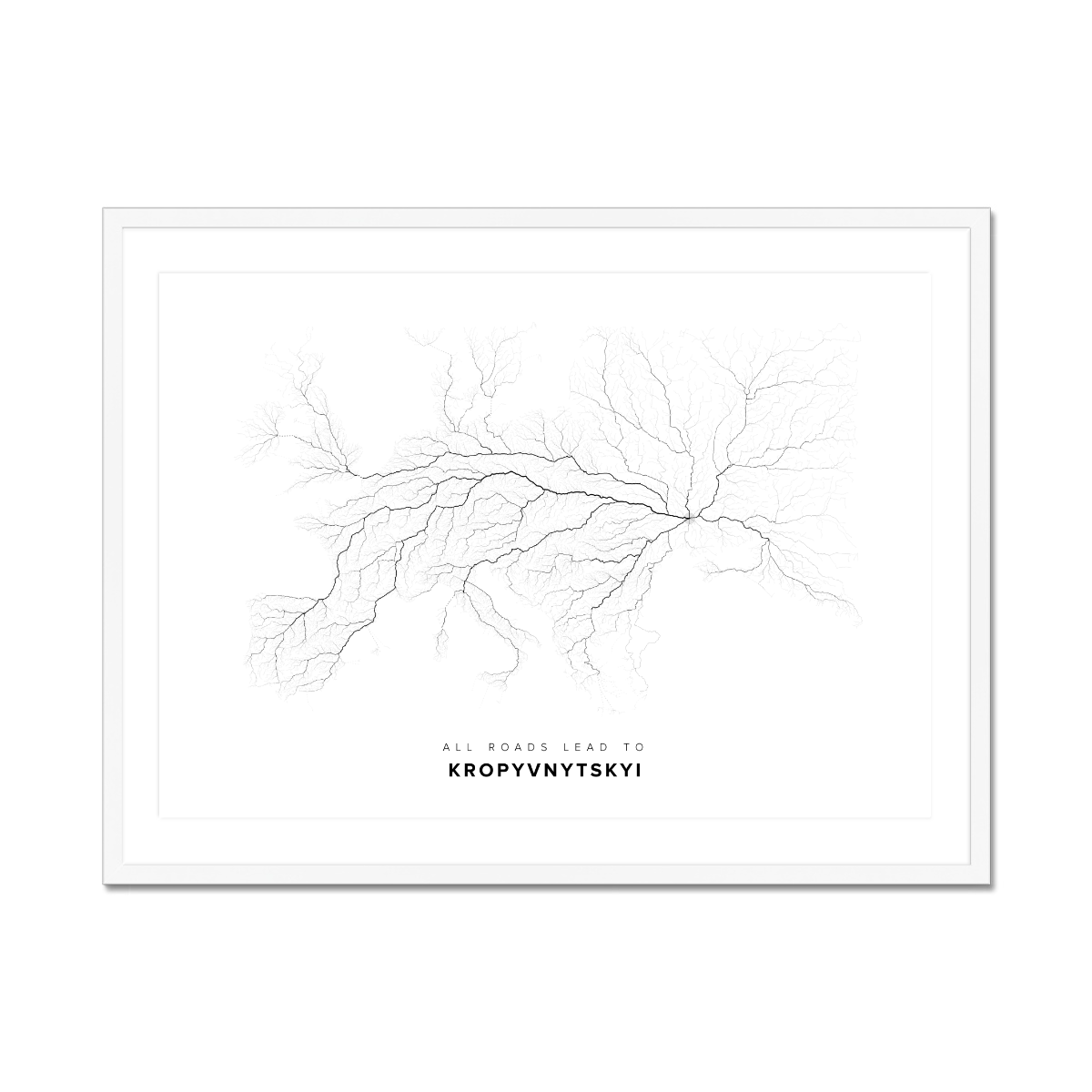 All roads lead to Kropyvnytskyi (Ukraine) Fine Art Map Print