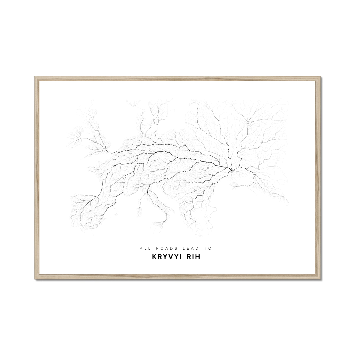 All roads lead to Kryvyi Rih (Ukraine) Fine Art Map Print