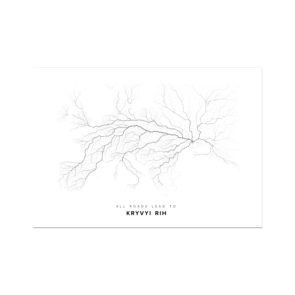 All roads lead to Kryvyi Rih (Ukraine) Fine Art Map Print