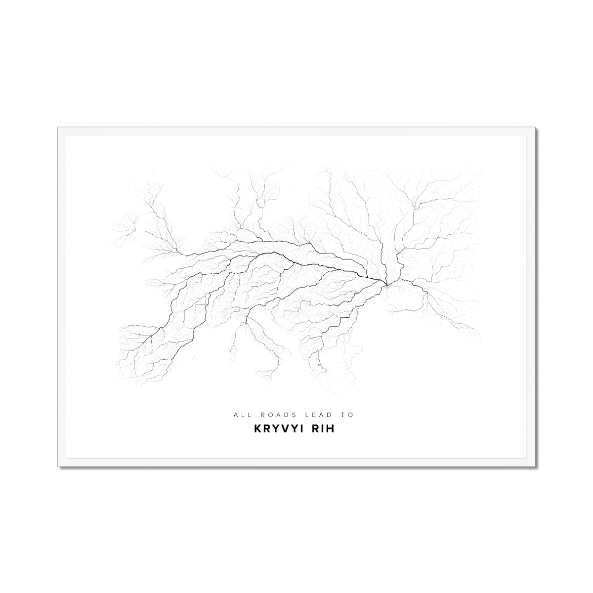 All roads lead to Kryvyi Rih (Ukraine) Fine Art Map Print