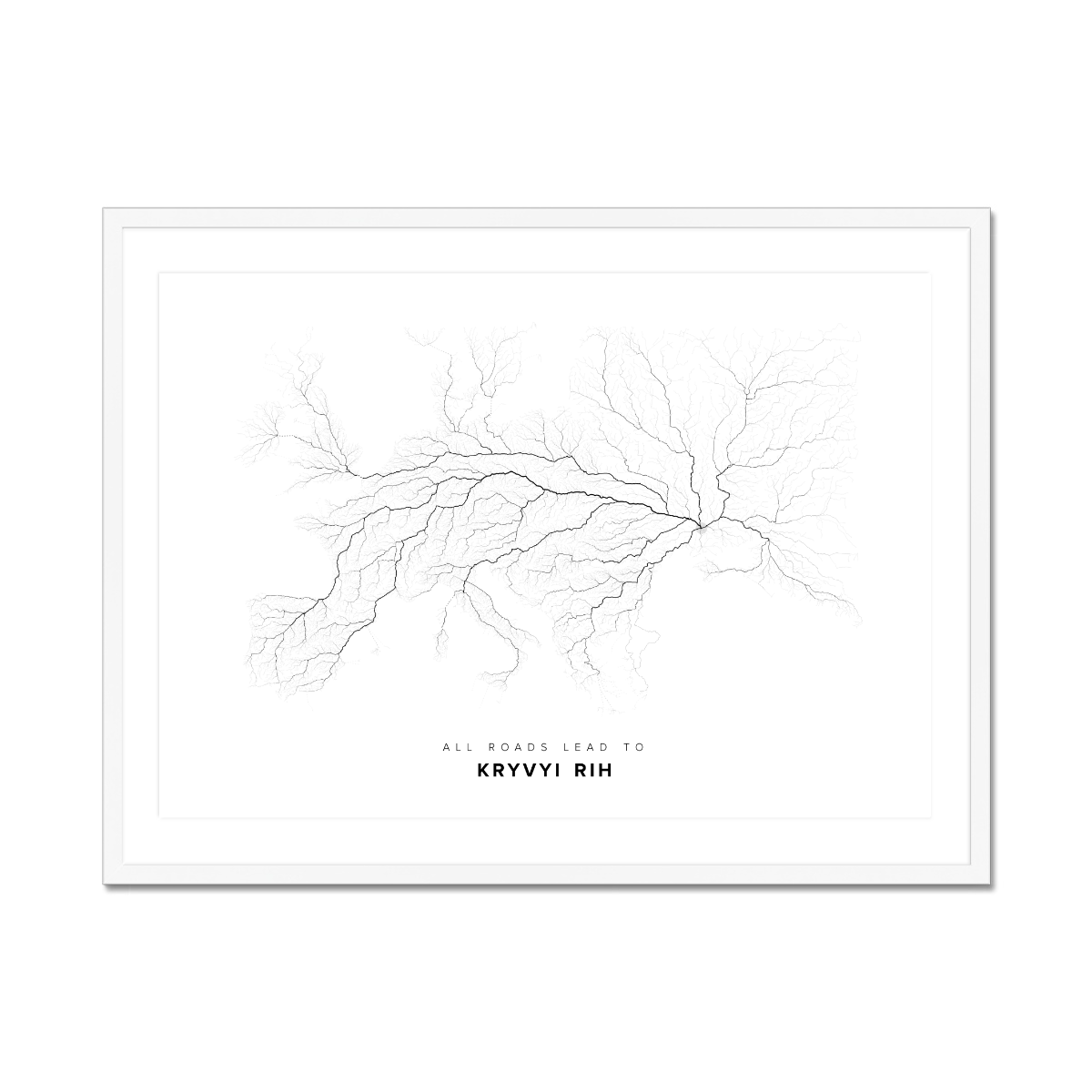 All roads lead to Kryvyi Rih (Ukraine) Fine Art Map Print