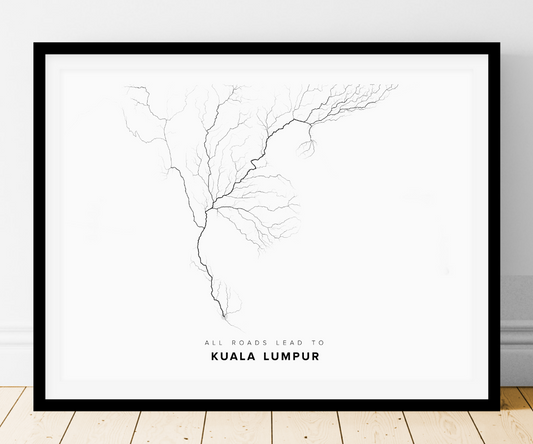 All roads lead to Kuala Lumpur (Malaysia) Fine Art Map Print