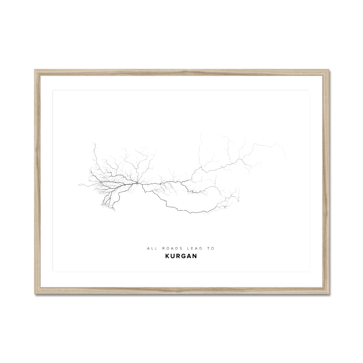 All roads lead to Kurgan (Russian Federation) Fine Art Map Print