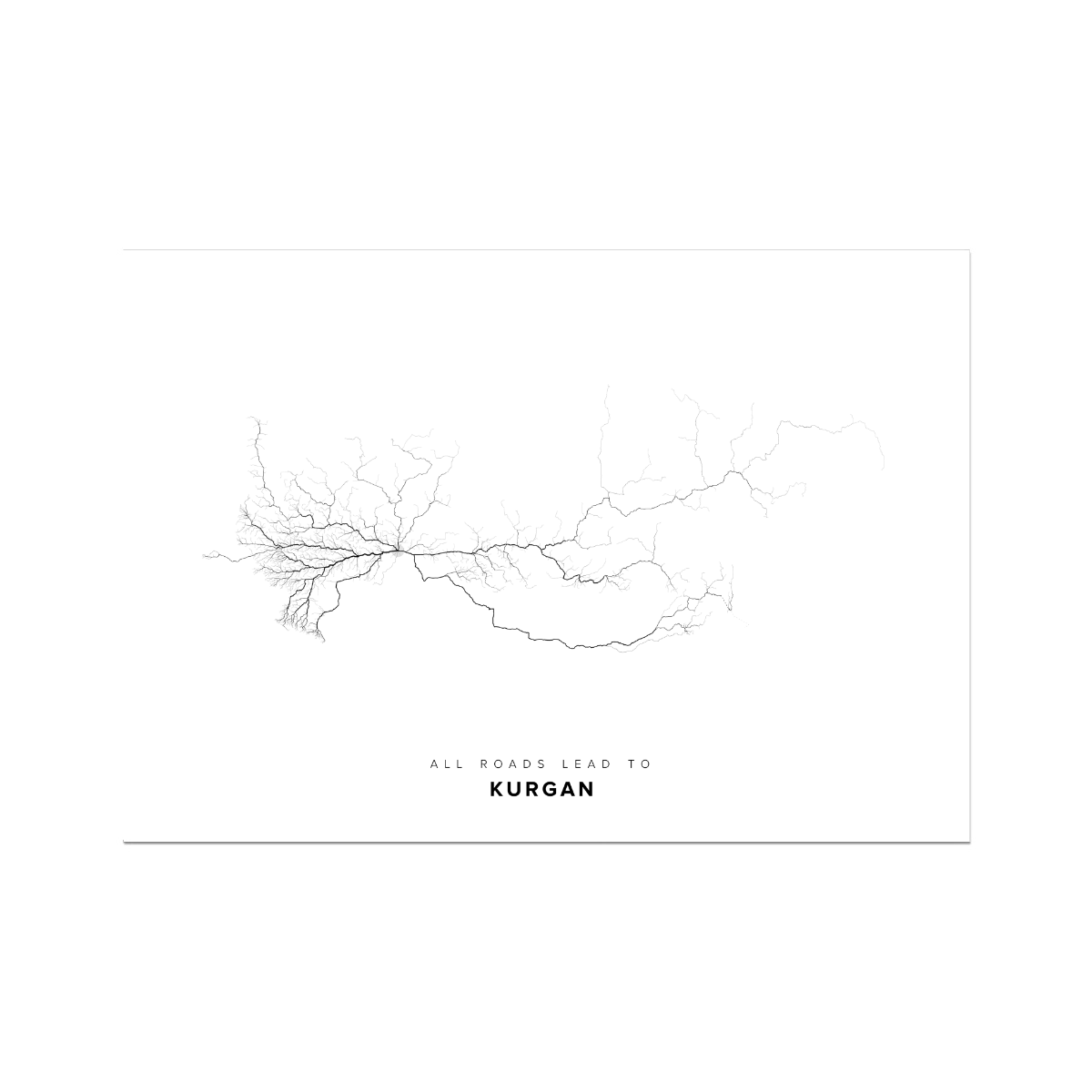 All roads lead to Kurgan (Russian Federation) Fine Art Map Print