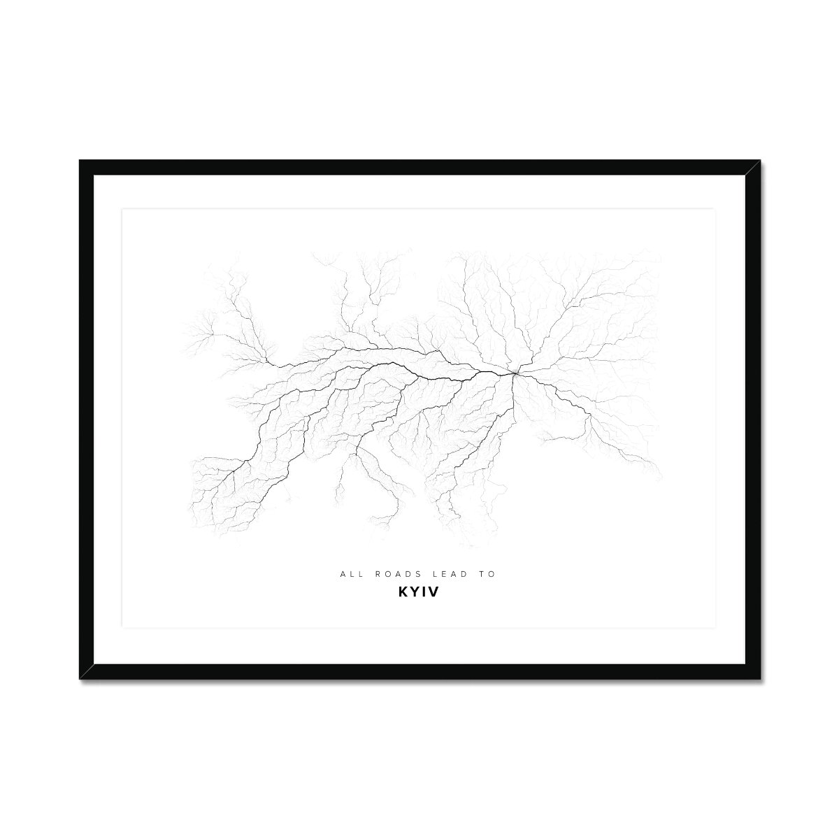 All roads lead to Kyiv (Ukraine) Fine Art Map Print
