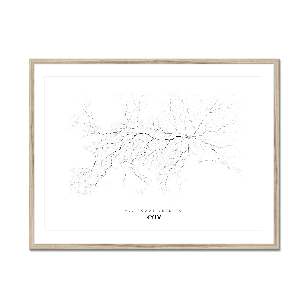 All roads lead to Kyiv (Ukraine) Fine Art Map Print