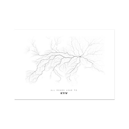 All roads lead to Kyiv (Ukraine) Fine Art Map Print