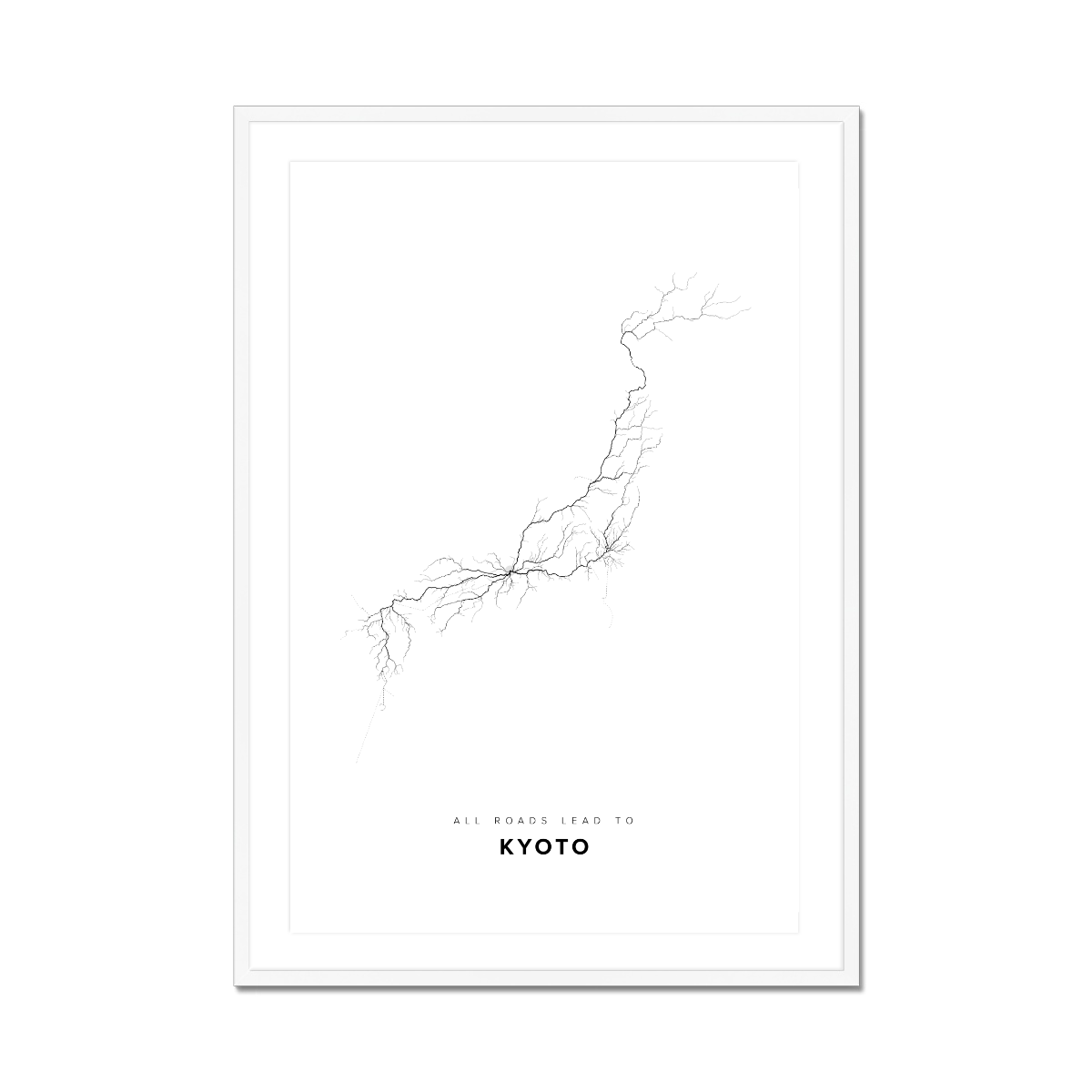 All roads lead to Kyoto (Japan) Fine Art Map Print