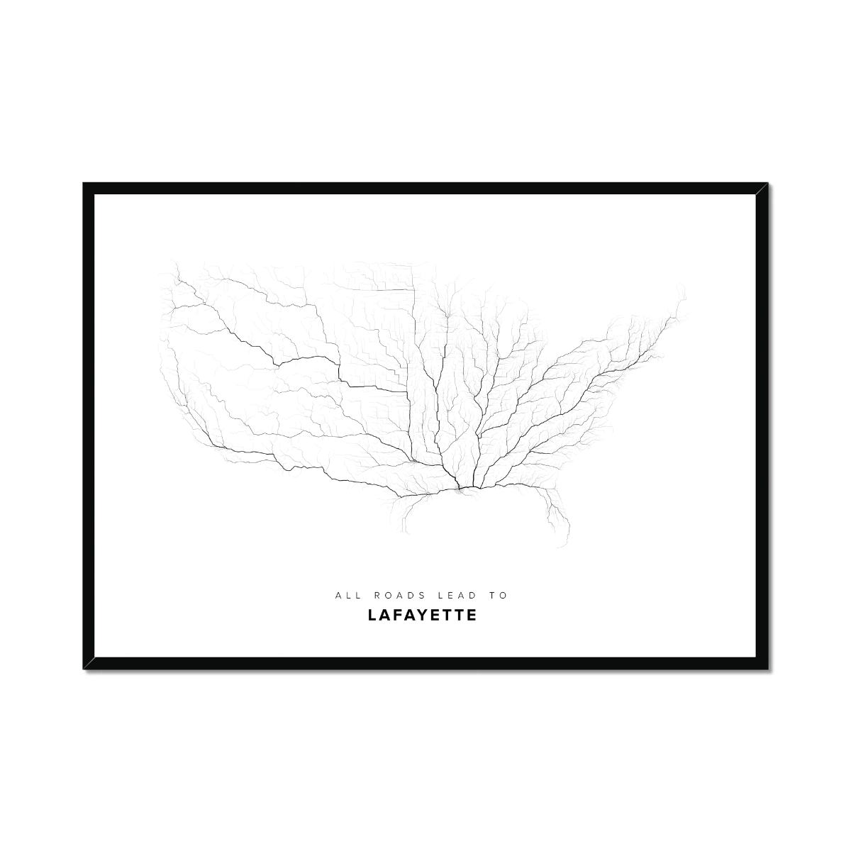 All roads lead to Lafayette (United States of America) Fine Art Map Print