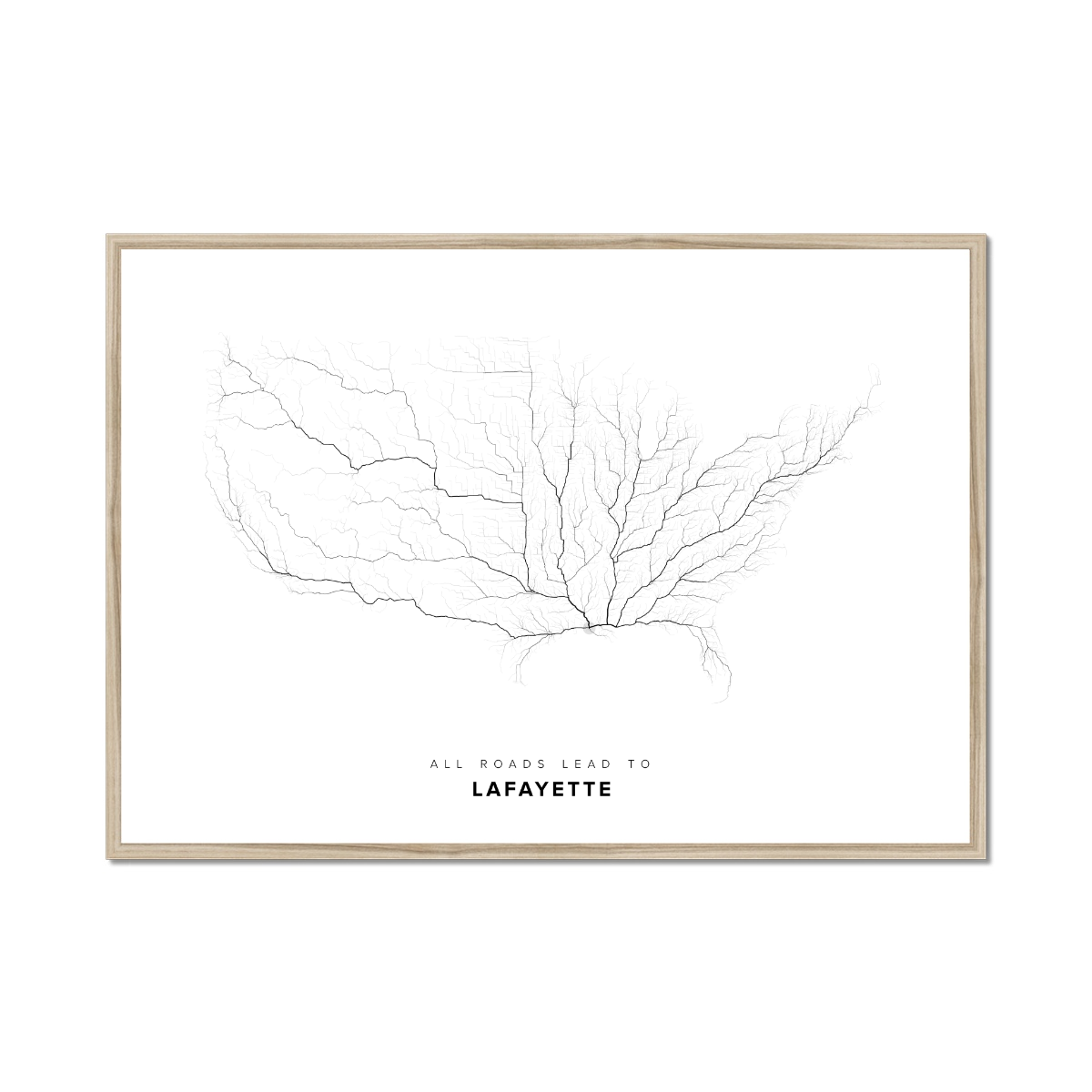All roads lead to Lafayette (United States of America) Fine Art Map Print