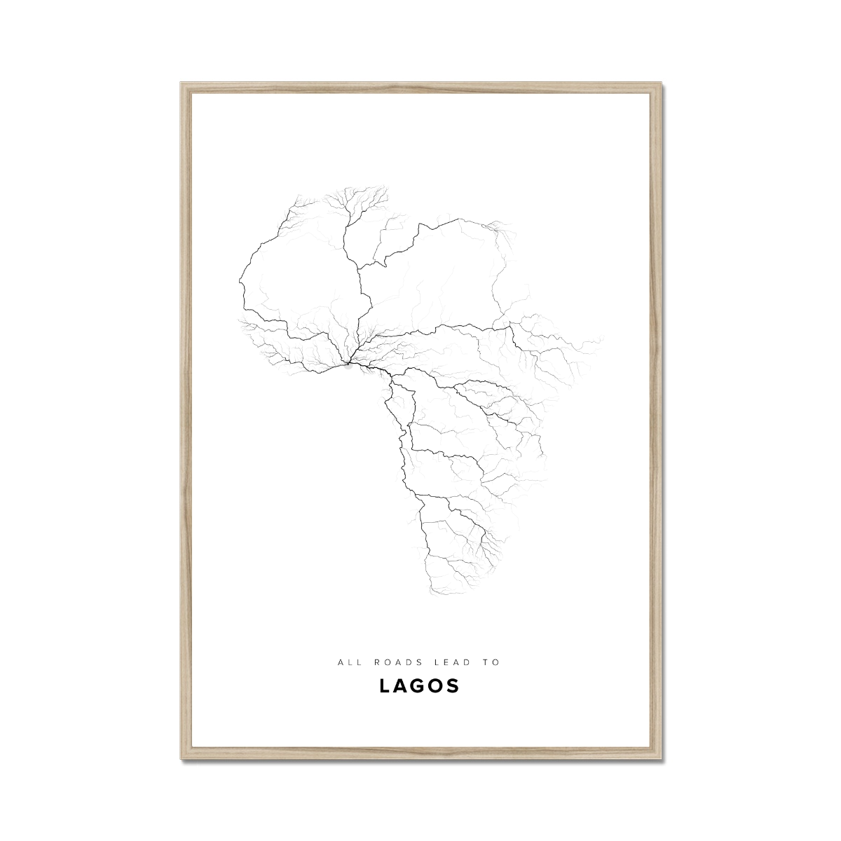 All roads lead to Lagos (Nigeria) Fine Art Map Print