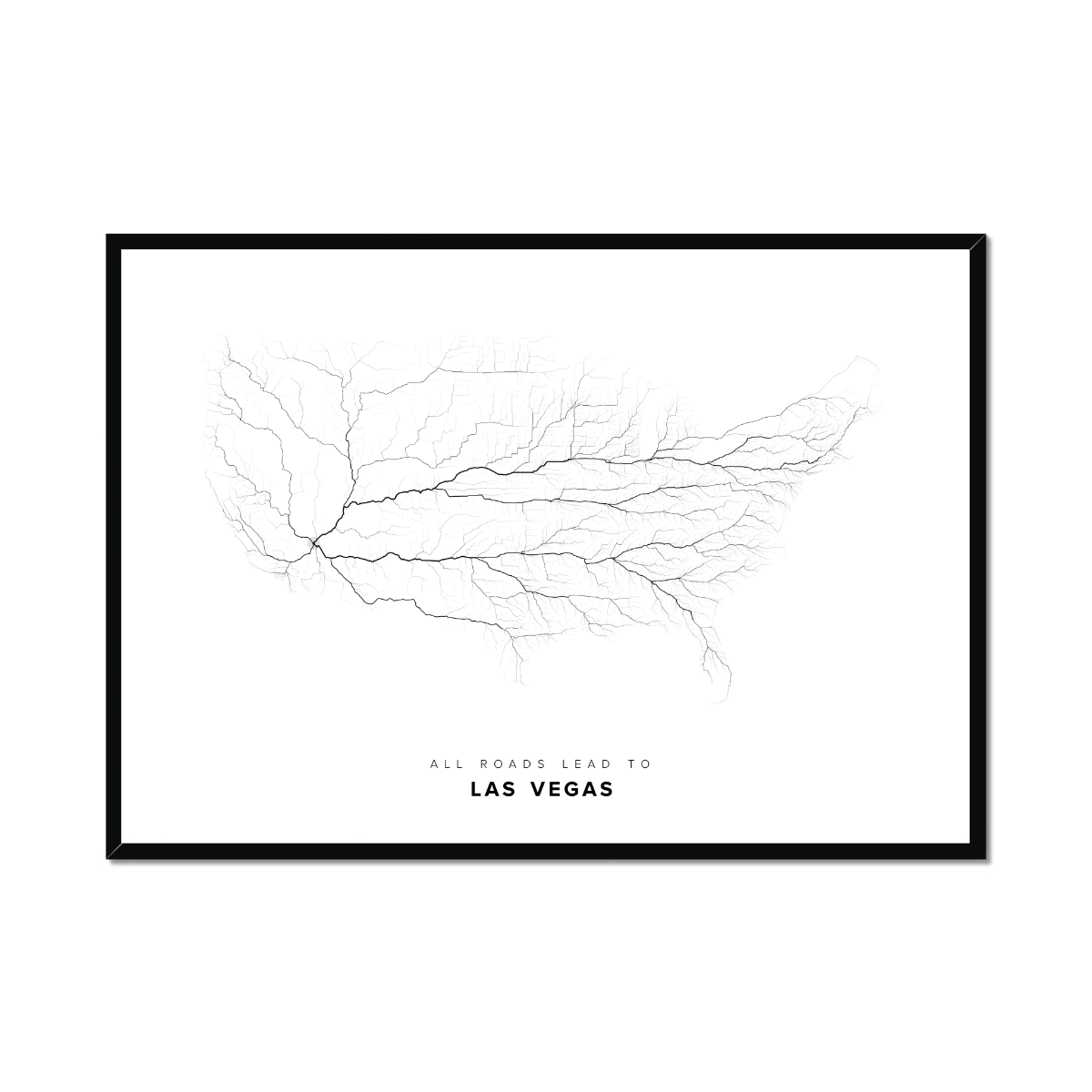All roads lead to Las Vegas (United States of America) Fine Art Map Print