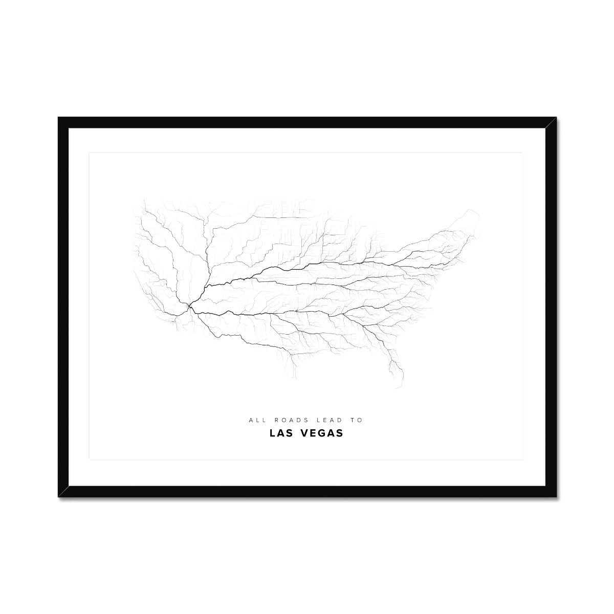 All roads lead to Las Vegas (United States of America) Fine Art Map Print