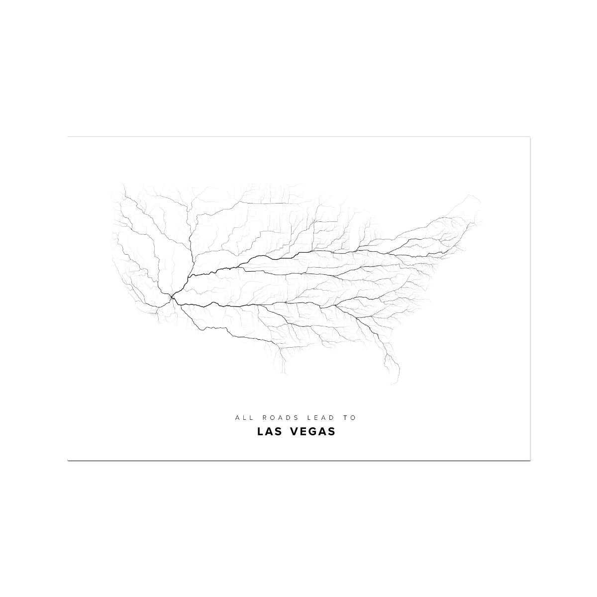 All roads lead to Las Vegas (United States of America) Fine Art Map Print