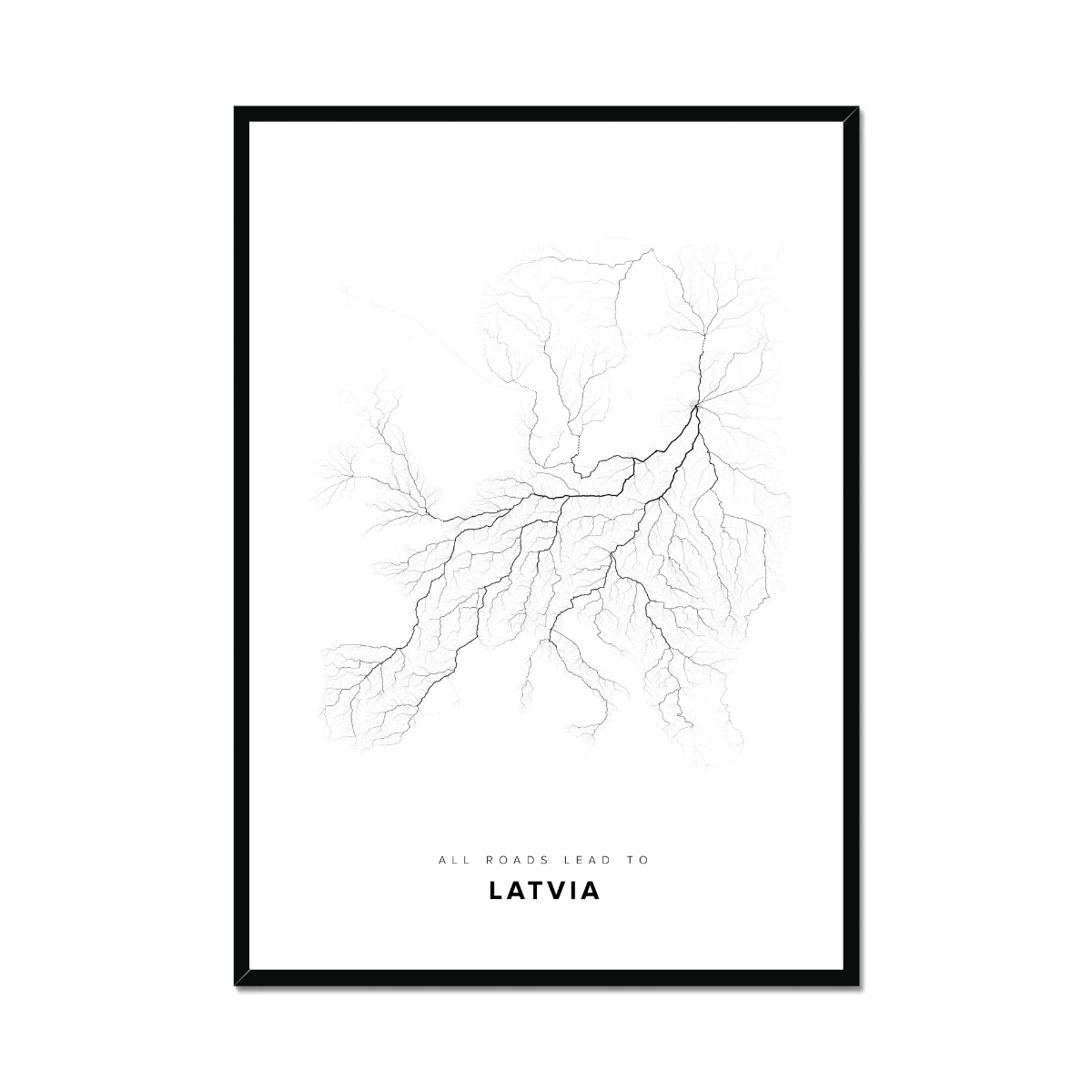 All roads lead to Latvia Fine Art Map Print