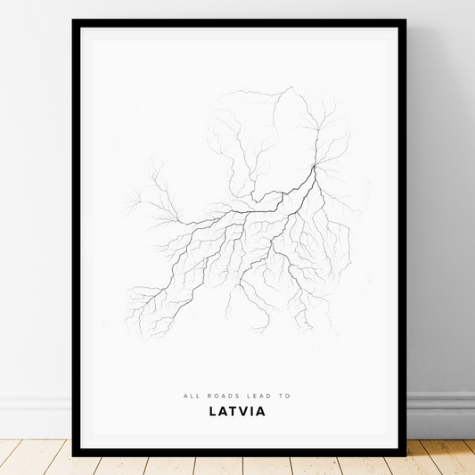 All roads lead to Latvia Fine Art Map Print