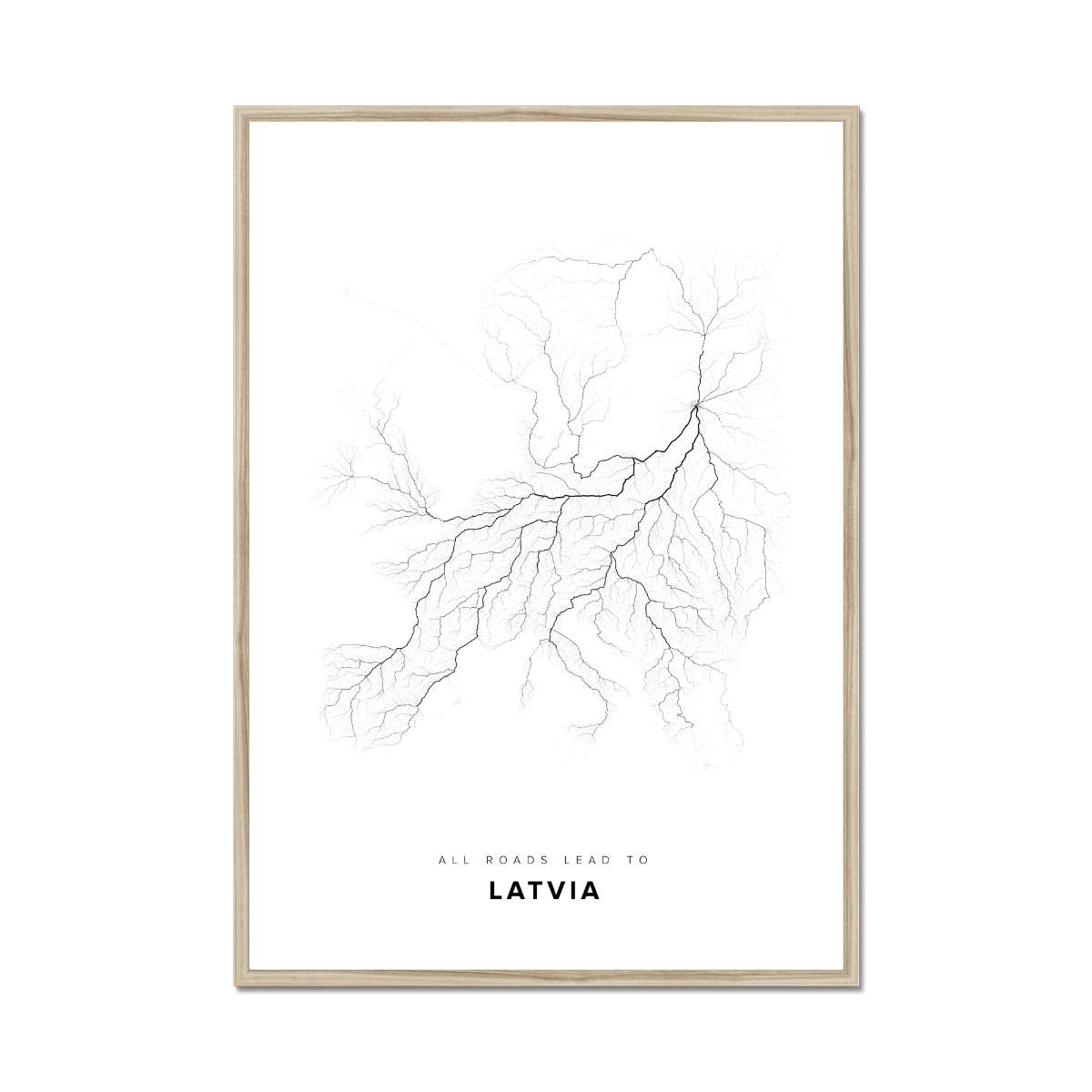 All roads lead to Latvia Fine Art Map Print