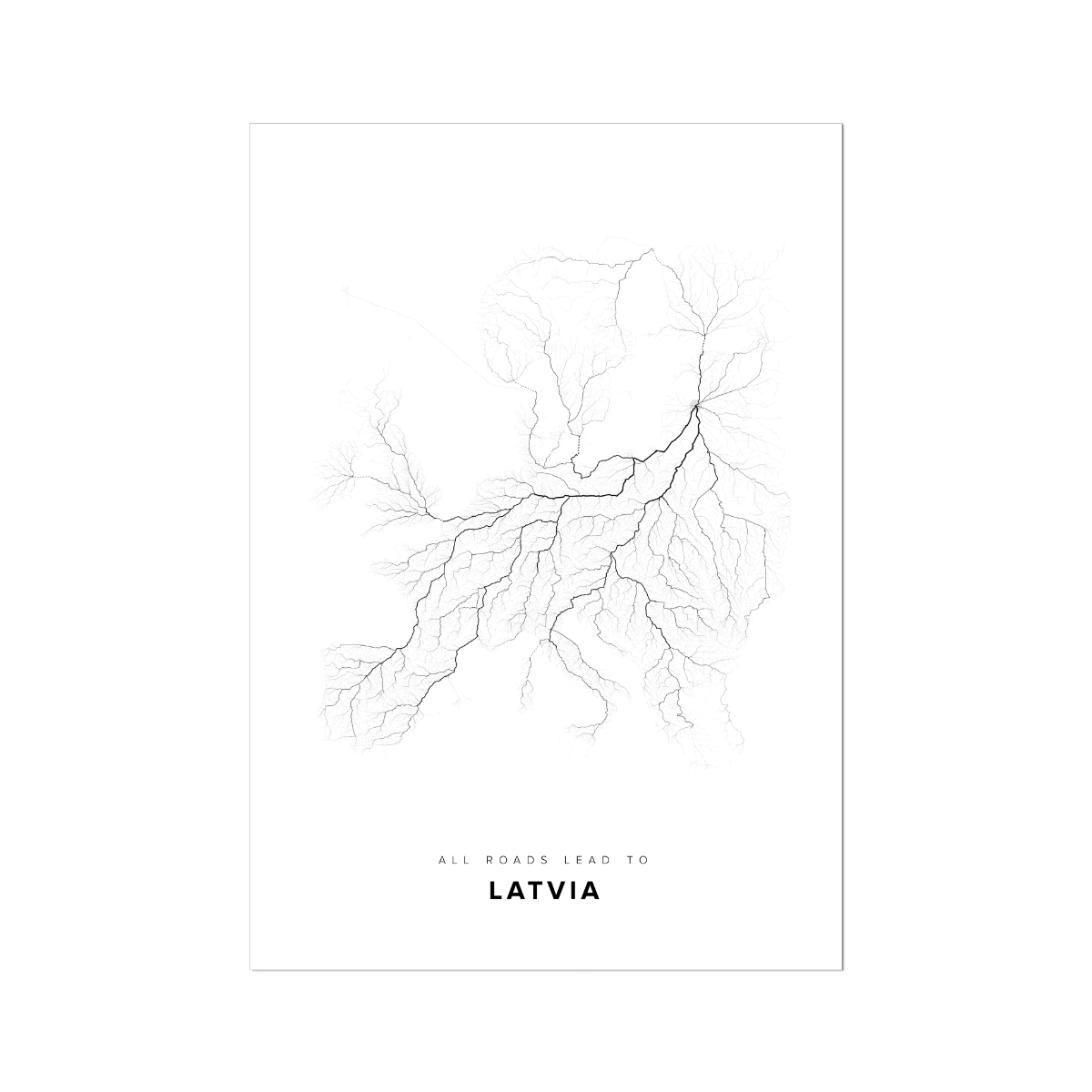 All roads lead to Latvia Fine Art Map Print