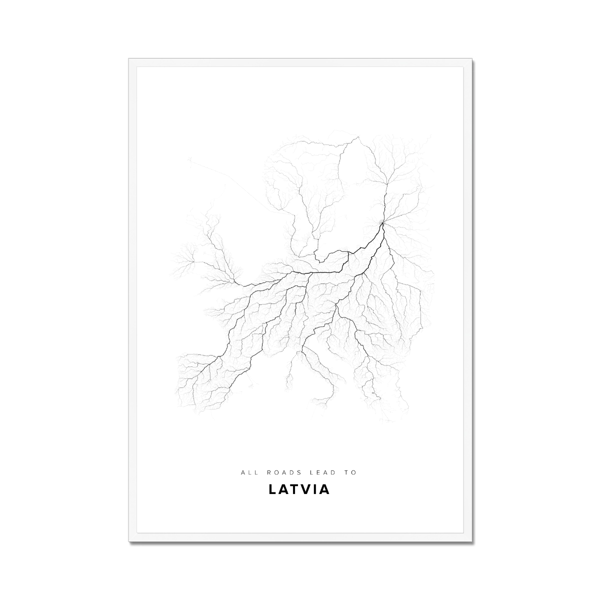 All roads lead to Latvia Fine Art Map Print